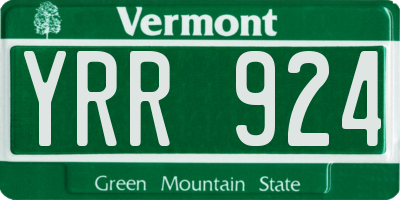 VT license plate YRR924