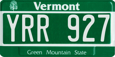 VT license plate YRR927