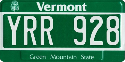 VT license plate YRR928