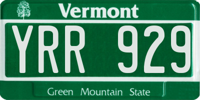 VT license plate YRR929