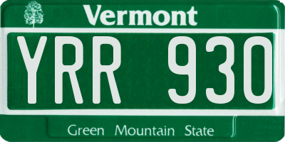 VT license plate YRR930