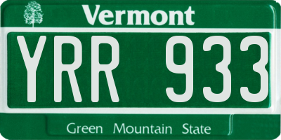 VT license plate YRR933