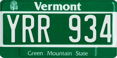 VT license plate YRR934