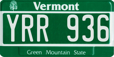 VT license plate YRR936