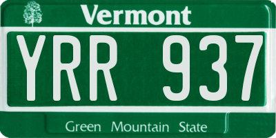 VT license plate YRR937