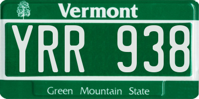 VT license plate YRR938