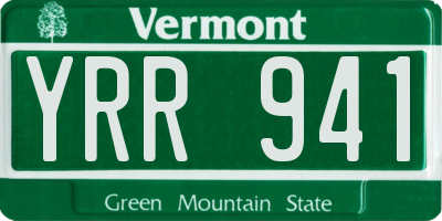 VT license plate YRR941