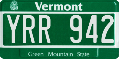 VT license plate YRR942