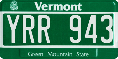 VT license plate YRR943