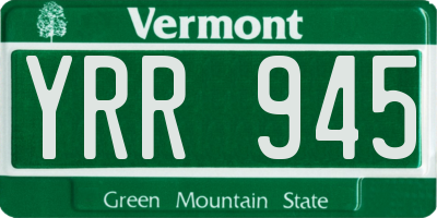 VT license plate YRR945
