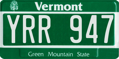 VT license plate YRR947