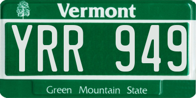 VT license plate YRR949