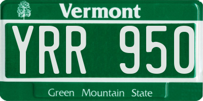 VT license plate YRR950