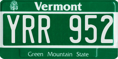 VT license plate YRR952