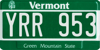VT license plate YRR953