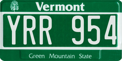 VT license plate YRR954