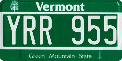 VT license plate YRR955