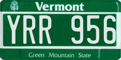 VT license plate YRR956
