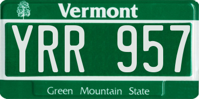 VT license plate YRR957
