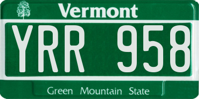 VT license plate YRR958