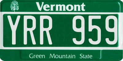 VT license plate YRR959