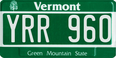 VT license plate YRR960