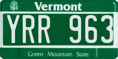 VT license plate YRR963