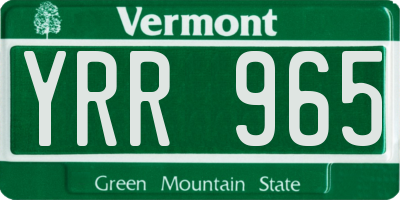 VT license plate YRR965