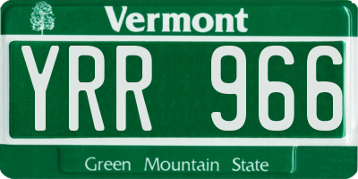 VT license plate YRR966