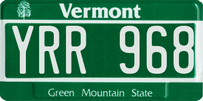 VT license plate YRR968