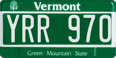 VT license plate YRR970