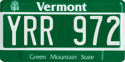 VT license plate YRR972
