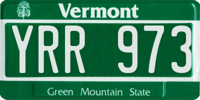 VT license plate YRR973
