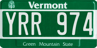 VT license plate YRR974