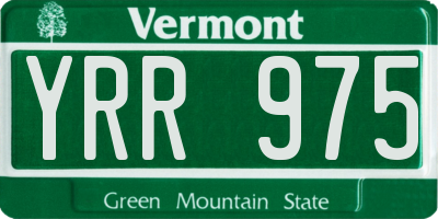VT license plate YRR975