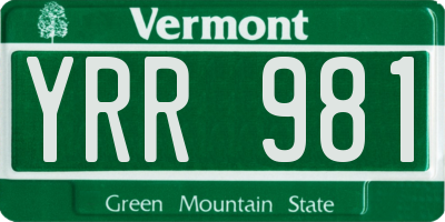 VT license plate YRR981