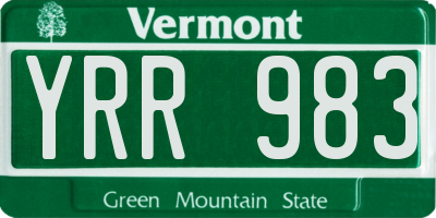 VT license plate YRR983