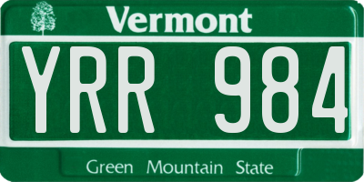 VT license plate YRR984