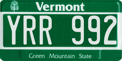 VT license plate YRR992