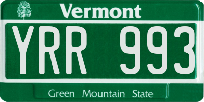 VT license plate YRR993