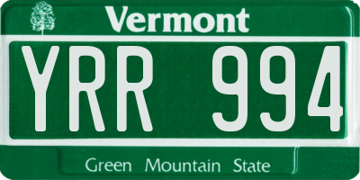 VT license plate YRR994