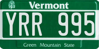 VT license plate YRR995