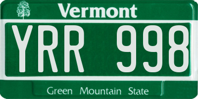 VT license plate YRR998