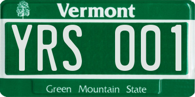 VT license plate YRS001