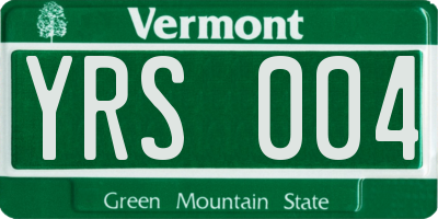 VT license plate YRS004