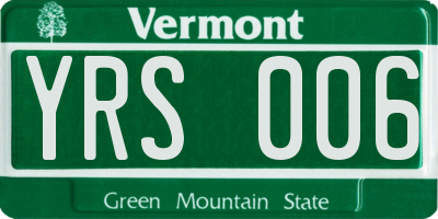 VT license plate YRS006