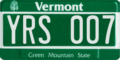 VT license plate YRS007