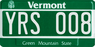 VT license plate YRS008