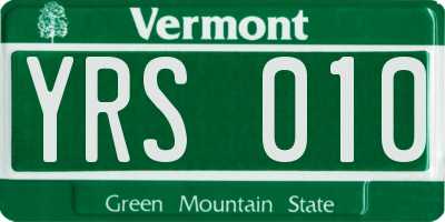 VT license plate YRS010