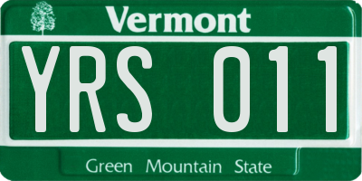 VT license plate YRS011